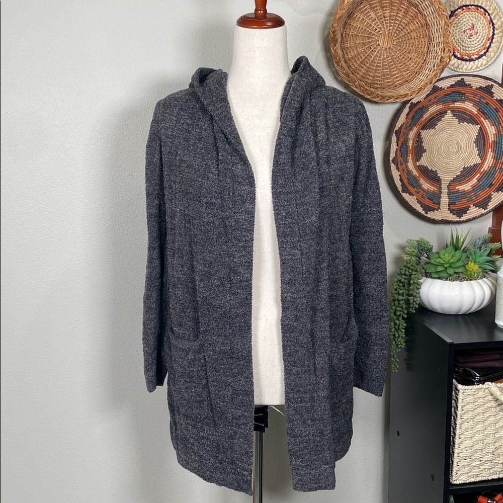 Barefoot Dreams Cozy Chic Ultra Lite Knit Hooded cardigan Wrap Pockets Size XS